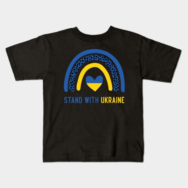 stand with ukraine leopard ukraine heart Kids T-Shirt by Aymoon05